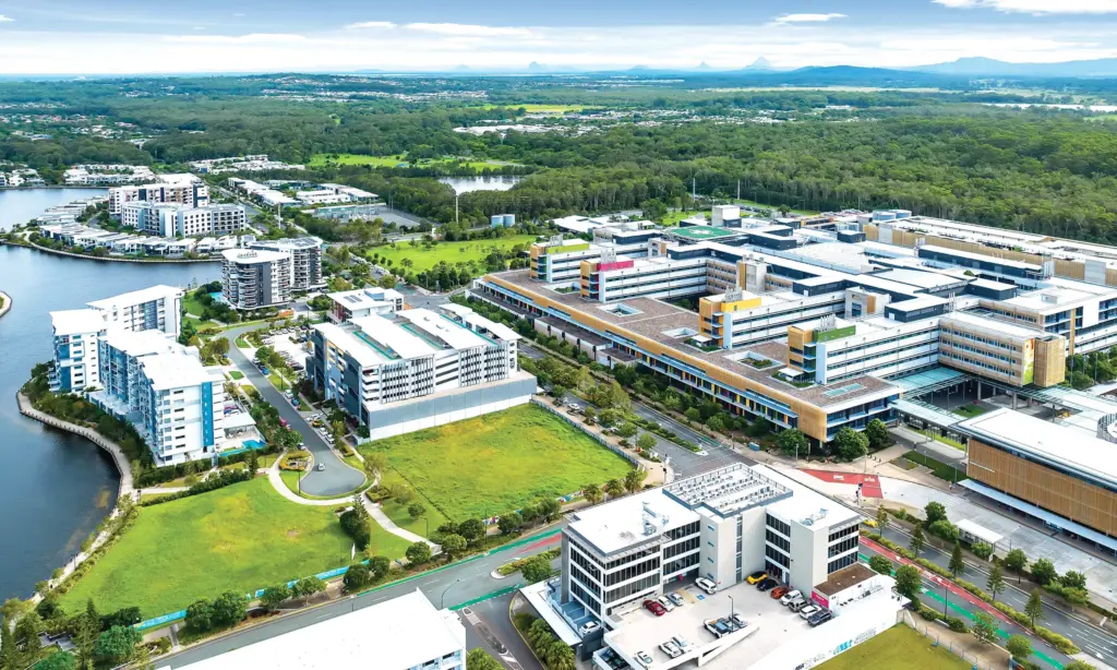 image of oceanside carpark with sunshine coast university hospital in background