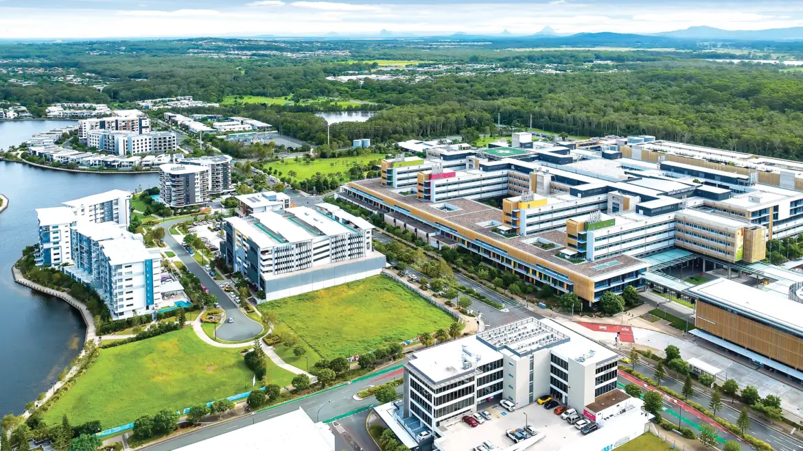 image of oceanside carpark with sunshine coast university hospital in background