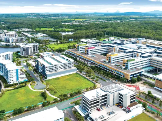 image of oceanside carpark with sunshine coast university hospital in background