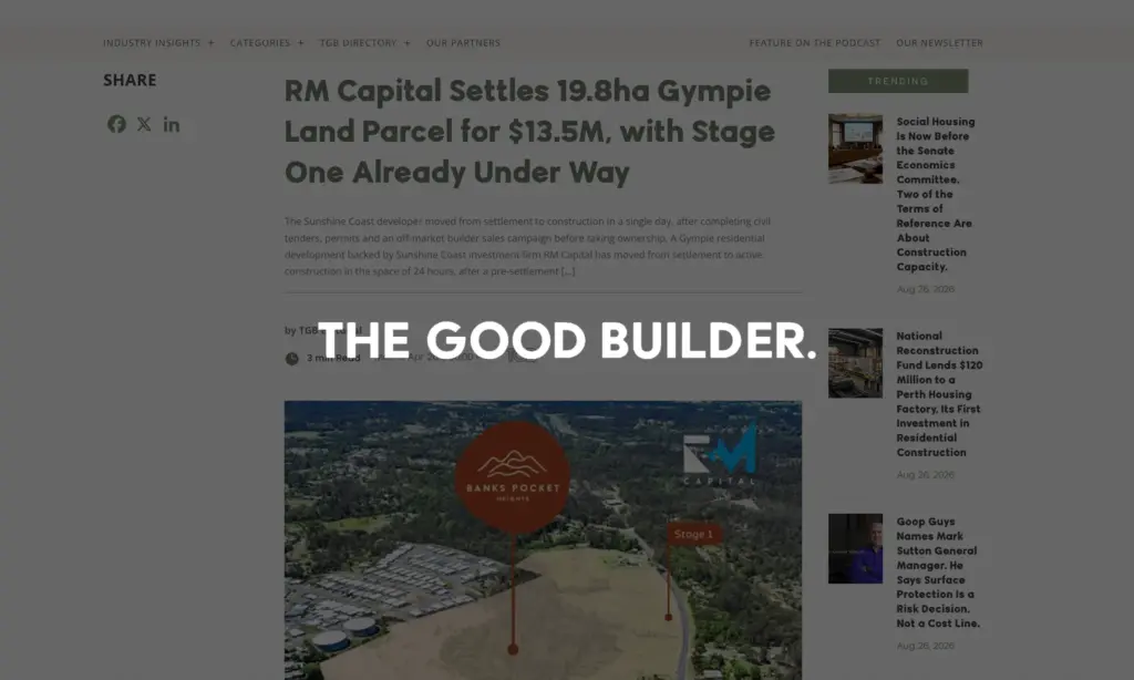 In the media - The Good Builder - Banks Pocket Heights settlement