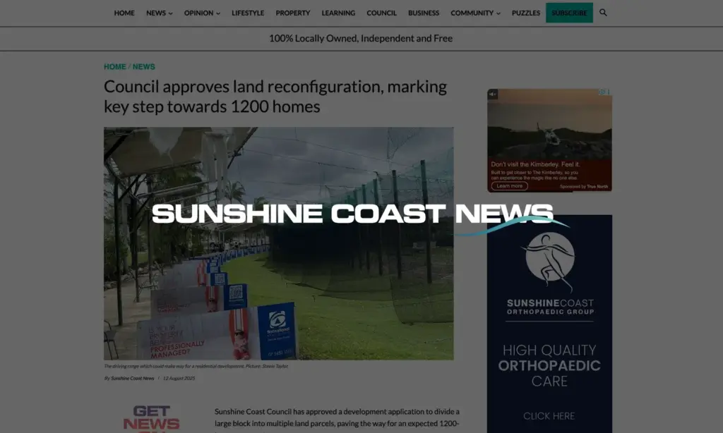 Rafter Myers - In the media - Sunshine Coast News - Sippy Downs land development application update
