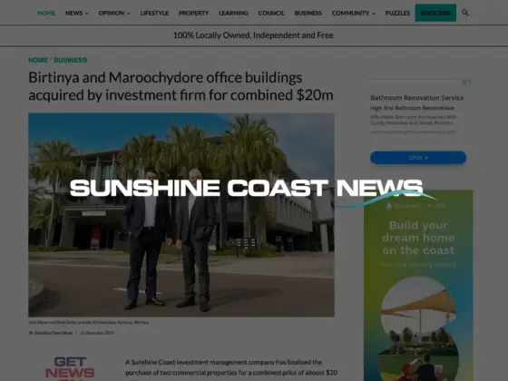 Rafter Myers - In the media - Sunshine Coast News - Birtinya and Maroochydore acquisition
