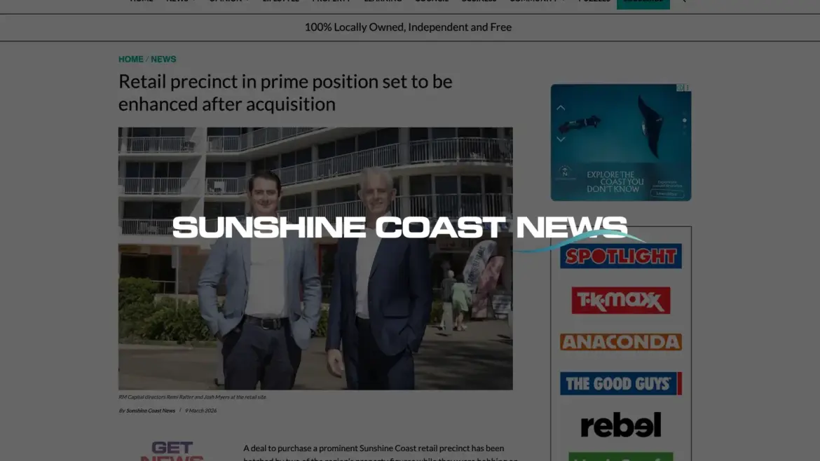 Rafter Myers - In the media - Sunshine Coast News - Syrenuse Mooloolaba Acquisition
