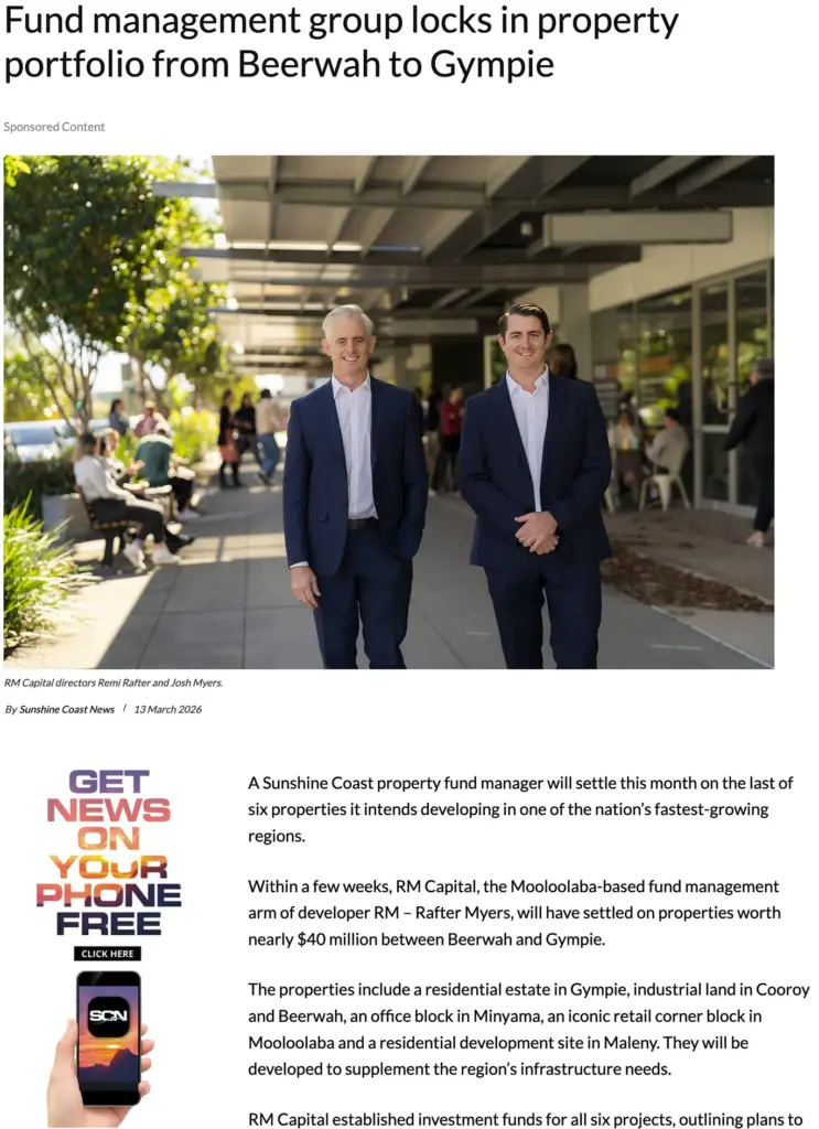 Article image from Sunshine Coast News about current property portfolio click to read full article