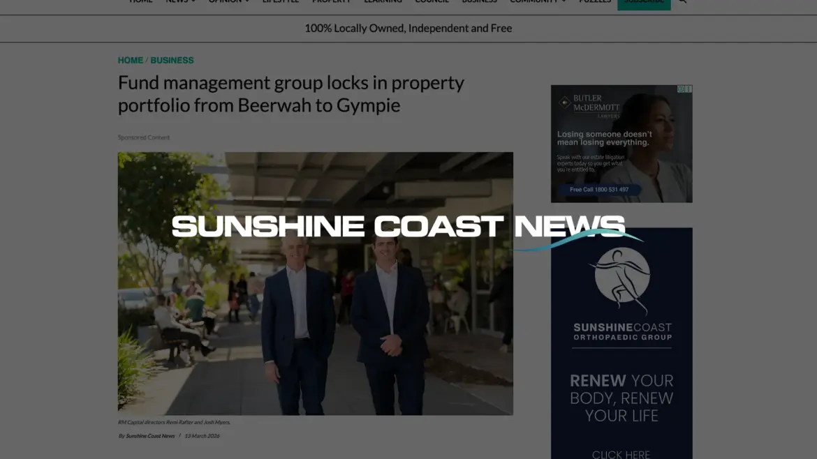 Rafter Myers - In the media - Sunshine Coast News - Property Portfolio Update