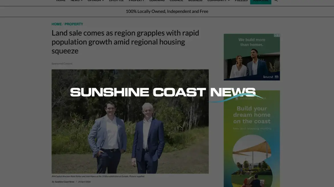 Rafter Myers - In the media - Sunshine Coast News - Banks Pocket Heights acquisition