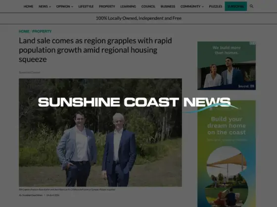 Rafter Myers - In the media - Sunshine Coast News - Banks Pocket Heights acquisition