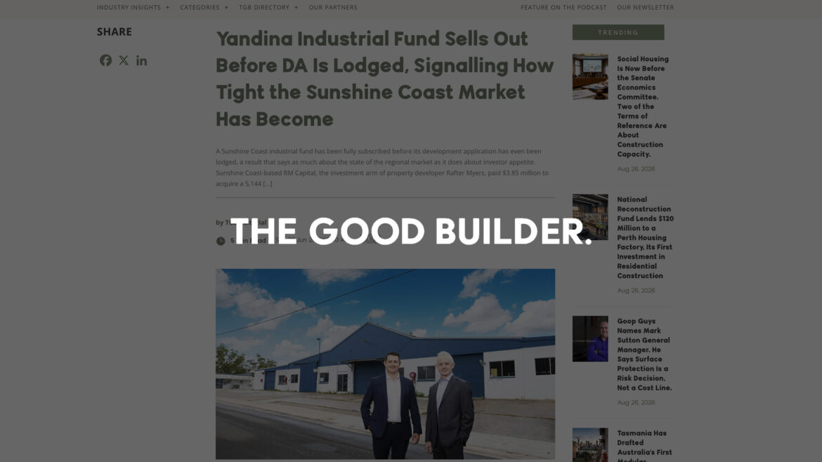 In the media - The Good Builder - Yandina settlement