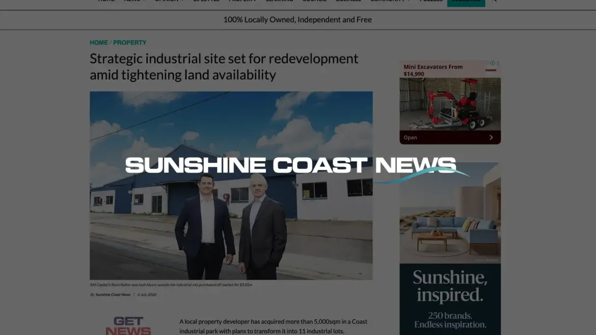 Rafter Myers - In the media - Sunshine Coast News - Yandina property acquisition